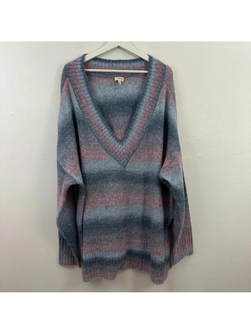 A.N.A Women’s V-Neck Striped Sweater Size 2X